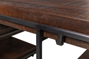 Sarreid Ernest Desk - Stylish Ascot Finish In Mango Wood & Iron For A Modern Home Office Upgrade Brown  53665