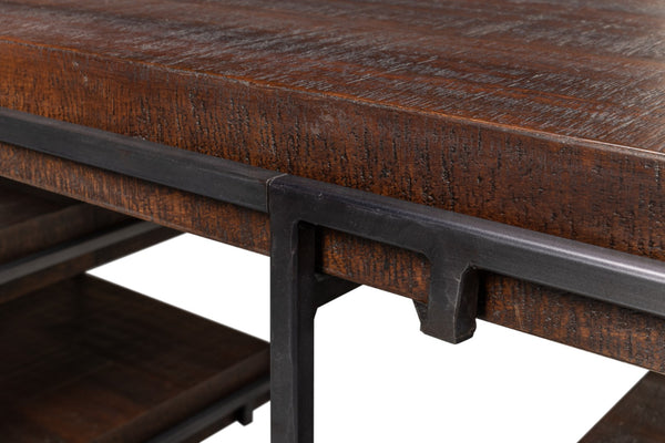 Sarreid Ernest Desk - Stylish Ascot Finish In Mango Wood & Iron For A Modern Home Office Upgrade Brown  53665
