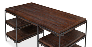 Sarreid Ernest Desk - Stylish Ascot Finish In Mango Wood & Iron For A Modern Home Office Upgrade Brown  53665
