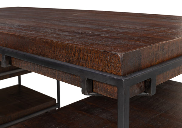 Sarreid Ernest Desk - Stylish Ascot Finish In Mango Wood & Iron For A Modern Home Office Upgrade Brown  53665