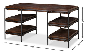 Sarreid Ernest Desk - Stylish Ascot Finish In Mango Wood & Iron For A Modern Home Office Upgrade Brown  53665