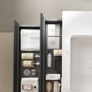 English Elm VEDO Carrara White 36" Artificial Marble Countertop – Scratch, Water & Fire Resistant, Elegant Finish W2615P251866