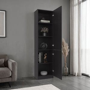 English Elm Home Vertical Freestanding Bookcase with Open Shelving and Enclosed Lower Cabinet B200P465722