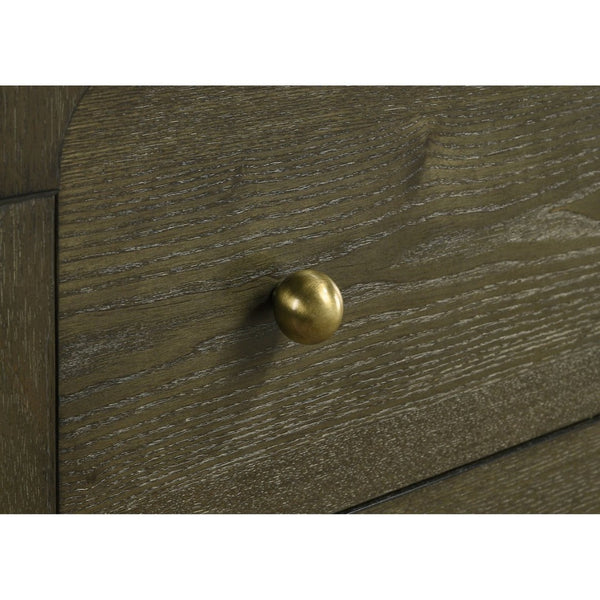 English Elm Harbington Queen Bedroom Set Boucle Headboard Brass Hardware Dark Cocoa Finish B062S01546