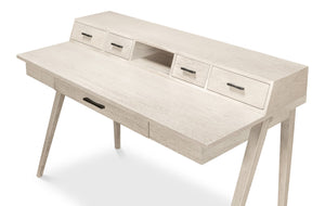 Sarreid Covet Desk - Elegant Ivory Bianca Finish Crafted From Birch, Ash & Mdf For A Stylish Workspace Upgrade Ivory  53673
