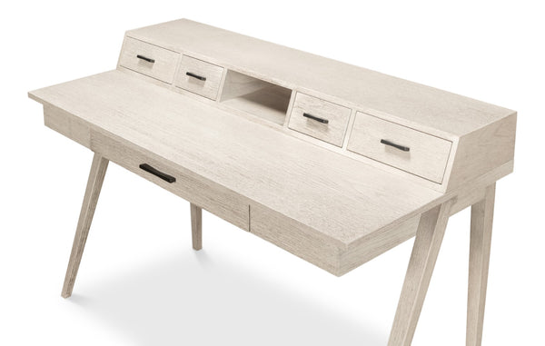 Sarreid Covet Desk - Elegant Ivory Bianca Finish Crafted From Birch, Ash & Mdf For A Stylish Workspace Upgrade Ivory  53673