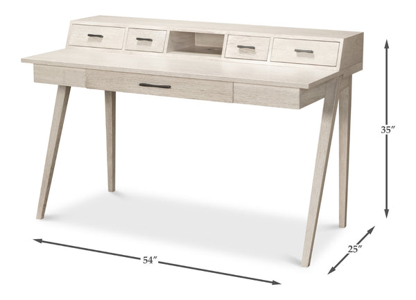 Sarreid Covet Desk - Elegant Ivory Bianca Finish Crafted From Birch, Ash & Mdf For A Stylish Workspace Upgrade Ivory  53673