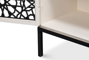 Sarreid Covet Door Chest - Elegant Ivory Bianca Finish In Tanganika Wood - Perfect For Stylish Storage Solutions White  53674