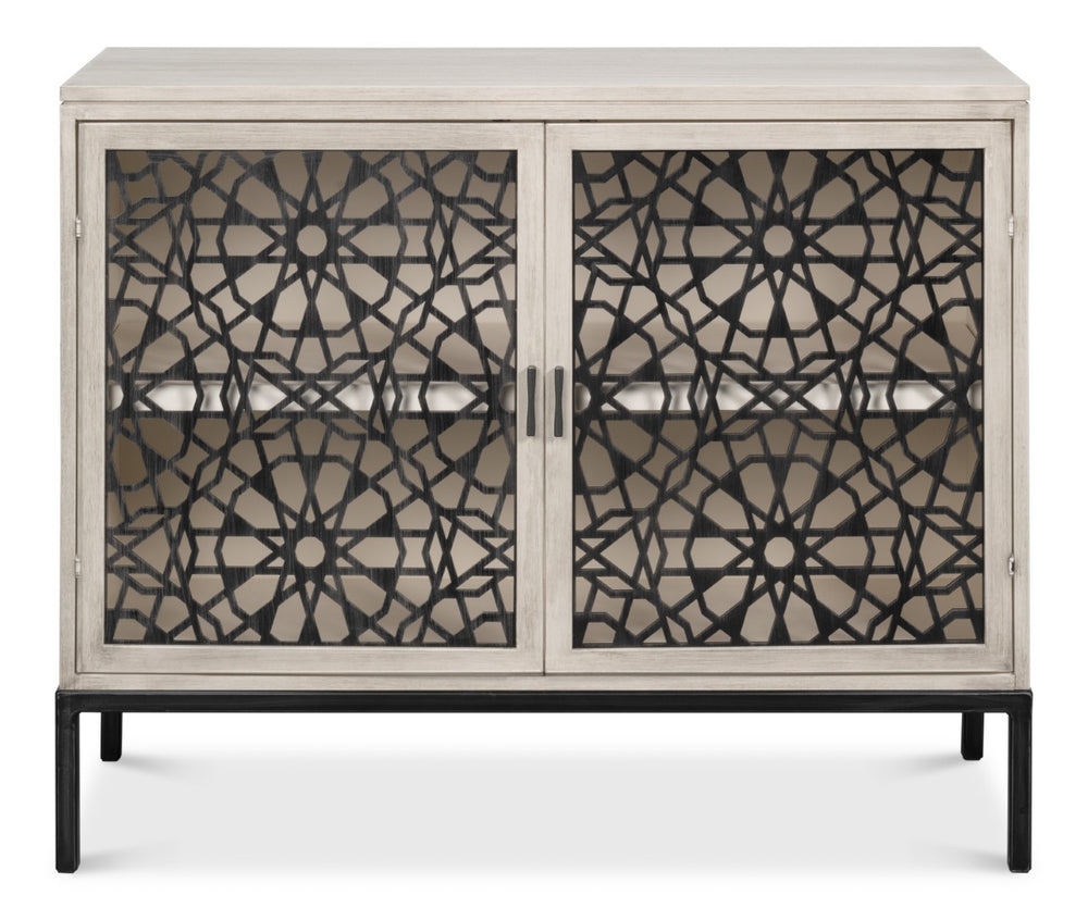 Sarreid Covet Door Chest - Elegant Ivory Bianca Finish In Tanganika Wood - Perfect For Stylish Storage Solutions White  53674