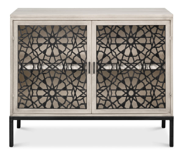 Sarreid Covet Door Chest - Elegant Ivory Bianca Finish In Tanganika Wood - Perfect For Stylish Storage Solutions White  53674