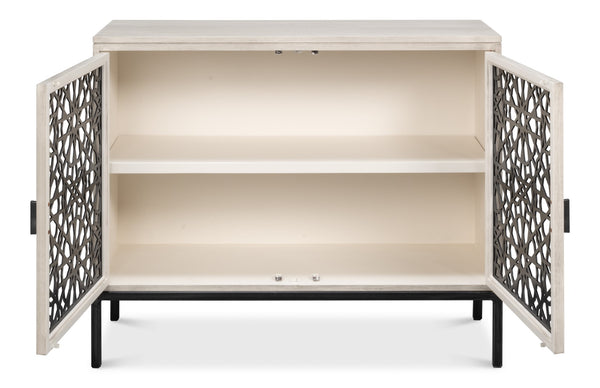 Sarreid Covet Door Chest - Elegant Ivory Bianca Finish In Tanganika Wood - Perfect For Stylish Storage Solutions White  53674