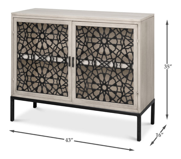 Sarreid Covet Door Chest - Elegant Ivory Bianca Finish In Tanganika Wood - Perfect For Stylish Storage Solutions White  53674