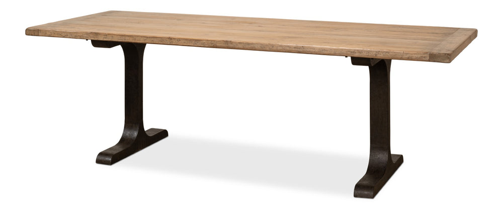 Sarreid Decan Dining Table - Reclaimed Pine Natural Top With Sturdy Iron Base For A Stylish Dining Experience Natural  53675