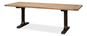 Sarreid Decan Dining Table - Reclaimed Pine Natural Top With Sturdy Iron Base For A Stylish Dining Experience Natural  53675