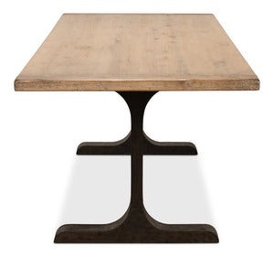 Sarreid Decan Dining Table - Reclaimed Pine Natural Top With Sturdy Iron Base For A Stylish Dining Experience Natural  53675