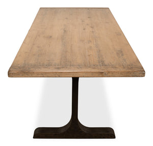 Sarreid Decan Dining Table - Reclaimed Pine Natural Top With Sturdy Iron Base For A Stylish Dining Experience Natural  53675