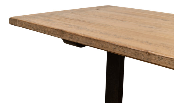 Sarreid Decan Dining Table - Reclaimed Pine Natural Top With Sturdy Iron Base For A Stylish Dining Experience Natural  53675