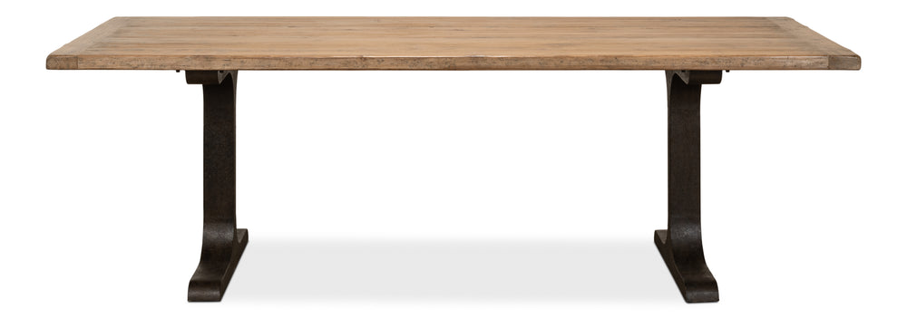 Sarreid Decan Dining Table - Reclaimed Pine Natural Top With Sturdy Iron Base For A Stylish Dining Experience Natural  53675