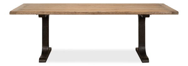 Sarreid Decan Dining Table - Reclaimed Pine Natural Top With Sturdy Iron Base For A Stylish Dining Experience Natural  53675