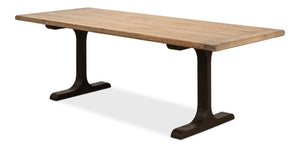 Sarreid Decan Dining Table - Reclaimed Pine Natural Top With Sturdy Iron Base For A Stylish Dining Experience Natural  53675