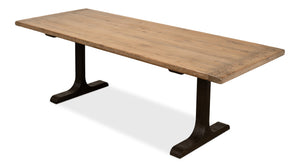 Sarreid Decan Dining Table - Reclaimed Pine Natural Top With Sturdy Iron Base For A Stylish Dining Experience Natural  53675
