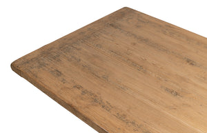 Sarreid Decan Dining Table - Reclaimed Pine Natural Top With Sturdy Iron Base For A Stylish Dining Experience Natural  53675