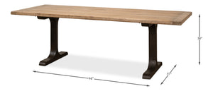 Sarreid Decan Dining Table - Reclaimed Pine Natural Top With Sturdy Iron Base For A Stylish Dining Experience Natural  53675