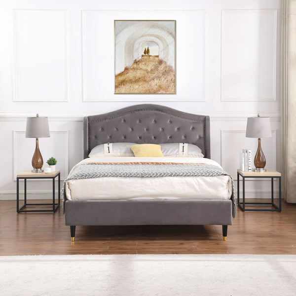 English Elm End Tables Set of 2 Two-tier Oak and Steel Cube Nightstands for Bedroom or Living Room W3151P345713