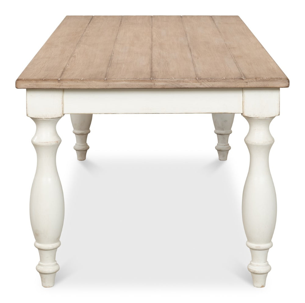 Sarreid Brie Dining Table - Elegant Antique White With Natural Reclaimed Pine Top For Timeless Charm White  53683-3