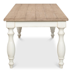 Sarreid Brie Dining Table - Elegant Antique White With Natural Reclaimed Pine Top For Timeless Charm White  53683-3
