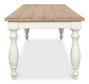 Sarreid Brie Dining Table - Elegant Antique White With Natural Reclaimed Pine Top For Timeless Charm White  53683-3