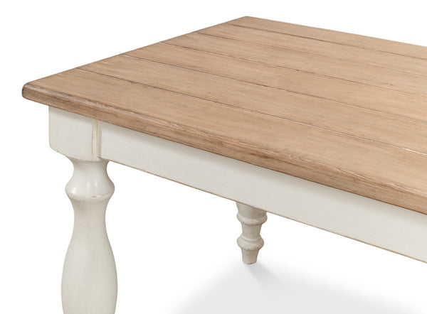Sarreid Brie Dining Table - Elegant Antique White With Natural Reclaimed Pine Top For Timeless Charm White  53683-3