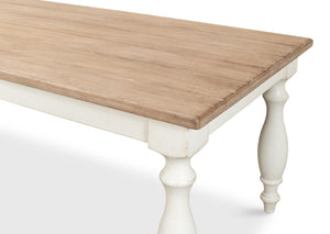 Sarreid Brie Dining Table - Elegant Antique White With Natural Reclaimed Pine Top For Timeless Charm White  53683-3