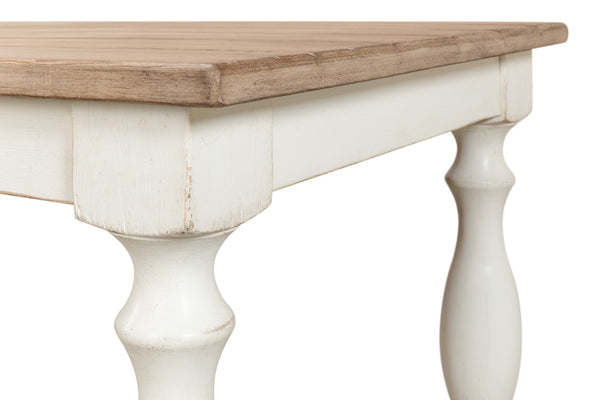 Sarreid Brie Dining Table - Elegant Antique White With Natural Reclaimed Pine Top For Timeless Charm White  53683-3