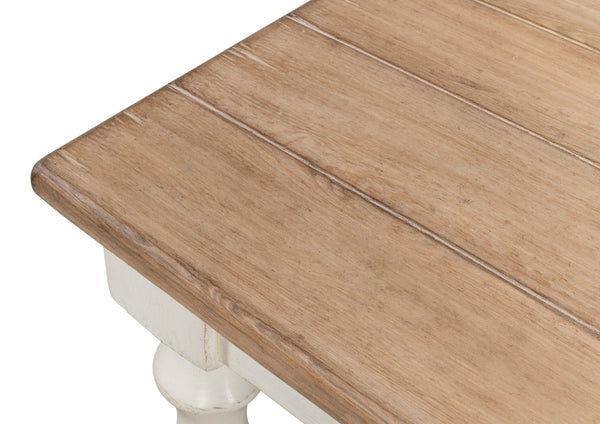 Sarreid Brie Dining Table - Elegant Antique White With Natural Reclaimed Pine Top For Timeless Charm White  53683-3