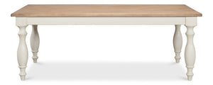 Sarreid Brie Dining Table - Elegant Antique White With Natural Reclaimed Pine Top For Timeless Charm White  53683-3