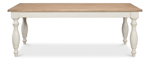 Sarreid Brie Dining Table - Elegant Antique White With Natural Reclaimed Pine Top For Timeless Charm White  53683-3