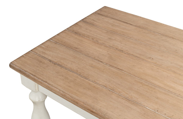 Sarreid Brie Dining Table - Elegant Antique White With Natural Reclaimed Pine Top For Timeless Charm White  53683-3