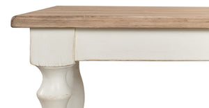 Sarreid Brie Dining Table - Elegant Antique White With Natural Reclaimed Pine Top For Timeless Charm White  53683-3