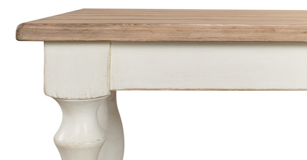 Sarreid Brie Dining Table - Elegant Antique White With Natural Reclaimed Pine Top For Timeless Charm White  53683-3