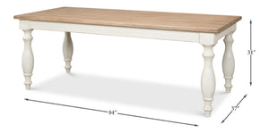 Sarreid Brie Dining Table - Elegant Antique White With Natural Reclaimed Pine Top For Timeless Charm White  53683-3
