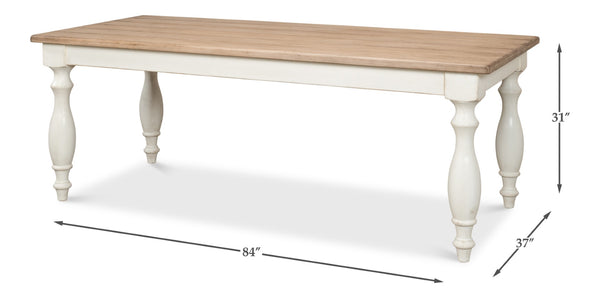 Sarreid Brie Dining Table - Elegant Antique White With Natural Reclaimed Pine Top For Timeless Charm White  53683-3