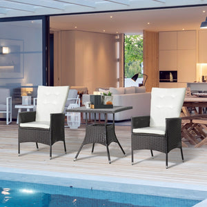English Elm Outsunny Pe Rattan Outdoor Bistro Set Reclining High Back Chairs Tufted Cushions Patio W2225P200904