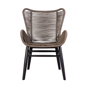 English Elm Koryn Eucalyptus Outdoor Dining Chair with Truffle Rope Weave, Weather-Resistant Gray Seating B2736P354275