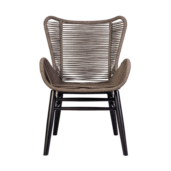 English Elm Koryn Eucalyptus Outdoor Dining Chair with Truffle Rope Weave, Weather-Resistant Gray Seating B2736P354275