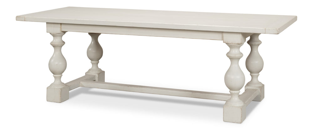 Sarreid Owen Dining Table - Elegant Antique White Finish With Reclaimed Pine For Timeless Dining Style White  53686-3