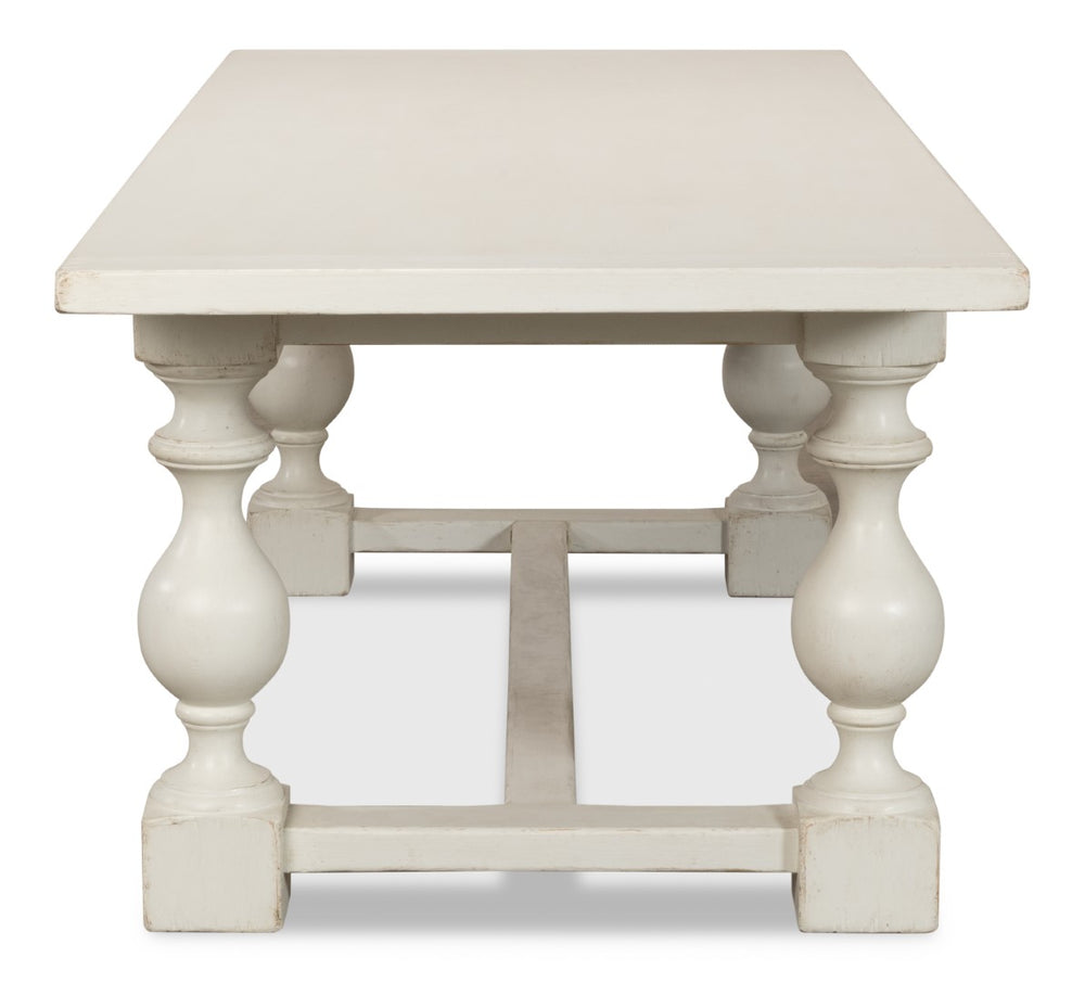 Sarreid Owen Dining Table - Elegant Antique White Finish With Reclaimed Pine For Timeless Dining Style White  53686-3