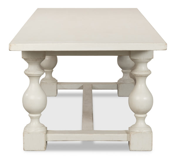 Sarreid Owen Dining Table - Elegant Antique White Finish With Reclaimed Pine For Timeless Dining Style White  53686-3