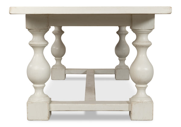 Sarreid Owen Dining Table - Elegant Antique White Finish With Reclaimed Pine For Timeless Dining Style White  53686-3