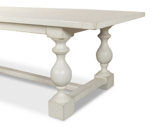 Sarreid Owen Dining Table - Elegant Antique White Finish With Reclaimed Pine For Timeless Dining Style White  53686-3